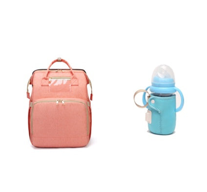 Multi-functional Diaper Backpack with USB Charging & Portable Crib