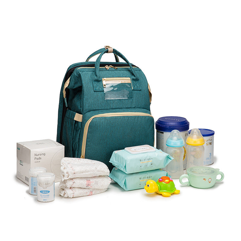 Multi-functional Diaper Backpack with USB Charging & Portable Crib