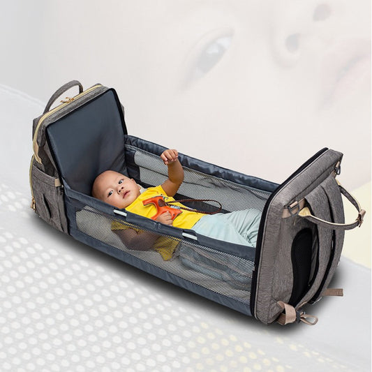 Multi-functional Diaper Backpack with USB Charging & Portable Crib