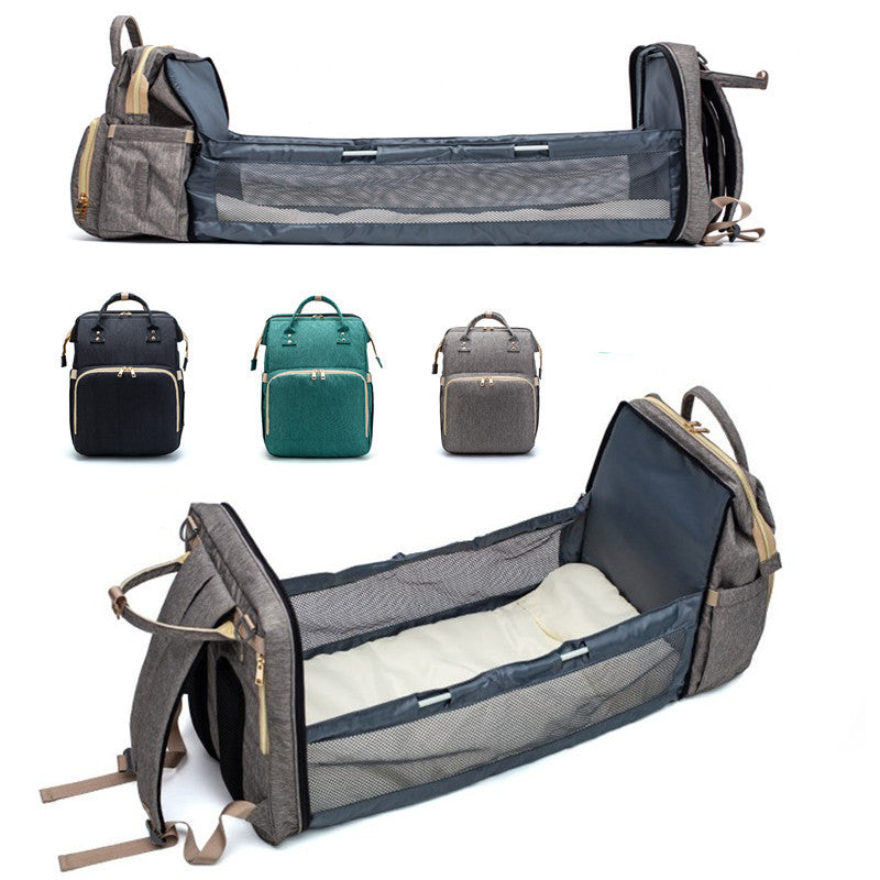 Multi-functional Diaper Backpack with USB Charging & Portable Crib