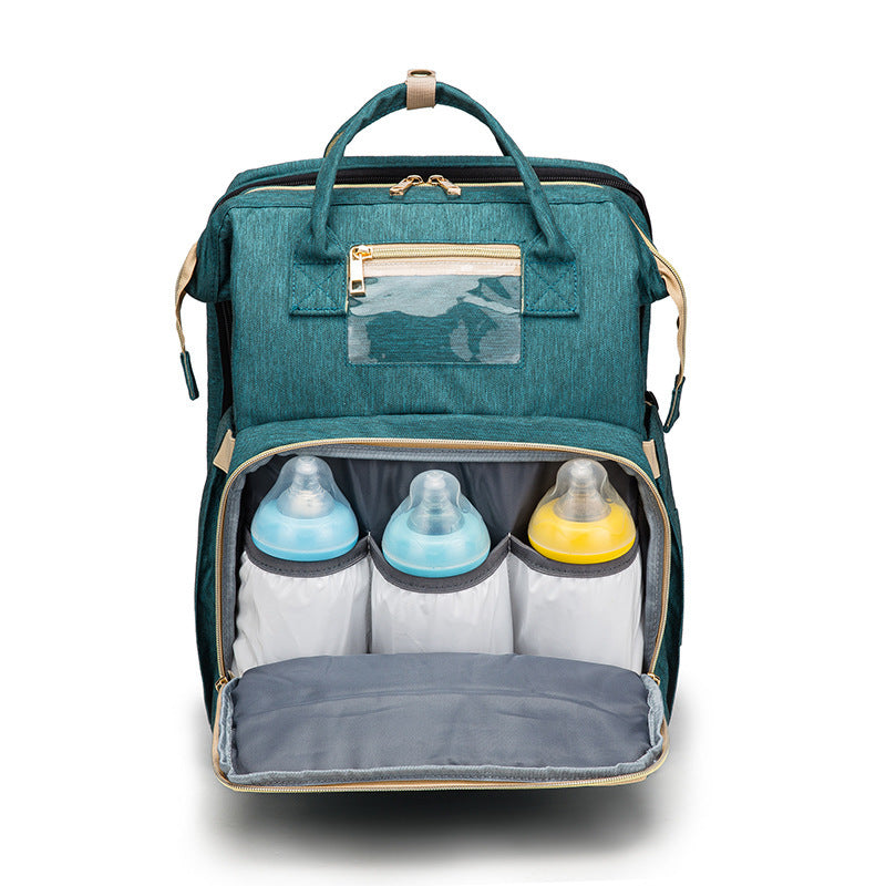 Multi-functional Diaper Backpack with USB Charging & Portable Crib