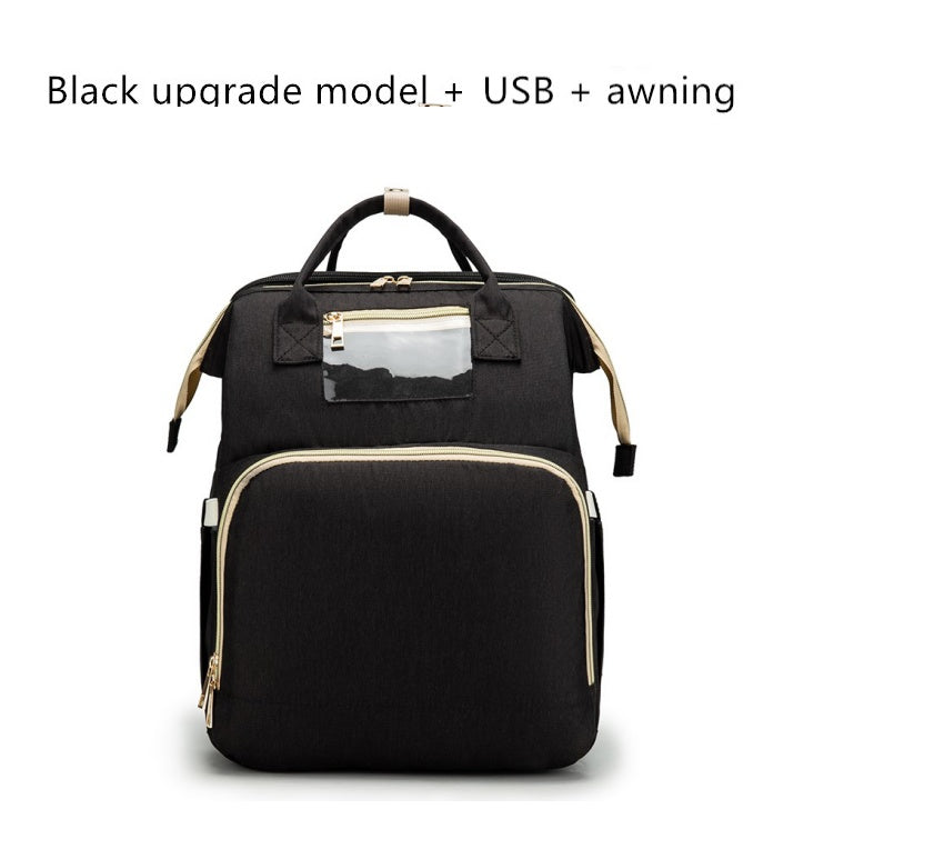 Multi-functional Diaper Backpack with USB Charging & Portable Crib
